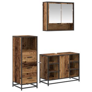 vidaXL Set de mobilier pentru baie 3 buc. Lemn Vechi Lemn prelucrat