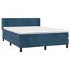 vidaXL Pat box spring cu saltea, albastru &icirc;nchis, 140x190 cm, catifea