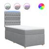 vidaXL Pat box spring cu saltea, gri deschis, 90x190 cm, textil
