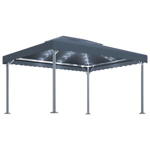 vidaXL Pavilion cu perdele& lumini LED,antracit,400x300cm aluminiu