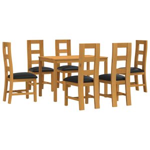 vidaXL Set de dining 7 buc. Negru Lemn de stejar masiv