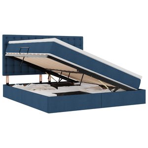 vidaXL Pat cu saltea și LED cu saltea albastru 180 x 200 cm Poliester
