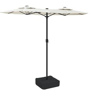 vidaXL Umbrelă de grădină cu două capete, alb nisipiu, 316x145 cm