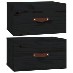 vidaXL Noptiere de perete, 2 buc., negru, 40x29,5x22 cm