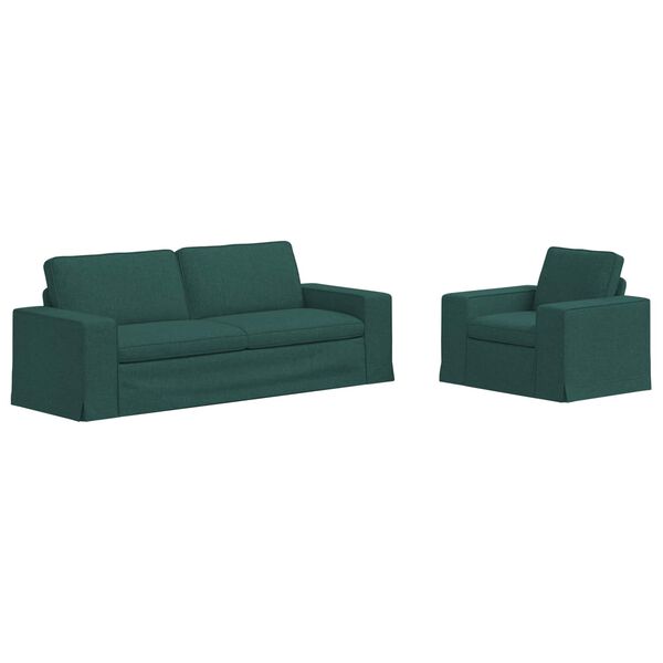 vidaXL Canapea 180cm 2 pcs Verde &icirc;nchis Metal