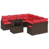 vidaXL Set de canapele pentru grădină 9 buc. Maro Rattan poli