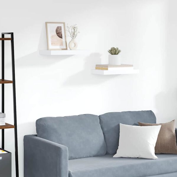 vidaXL Rafturi de perete suspendate, 2 buc., alb, 40x23x3,8 cm, MDF