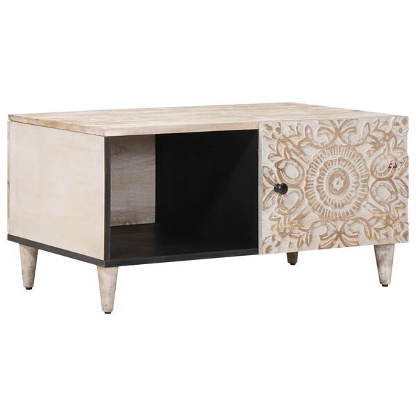 vidaXL Masă de cafea Alb 80 x 50 x 40 cm Lemn de mango solid