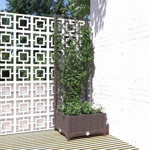 vidaXL Jardinieră de grădină cu spalier maro, 40x40x121,5 cm, PP