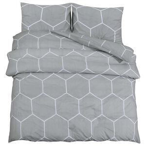 vidaXL Set cu husă de pilotă, gri și alb, 260x220 cm, bumbac