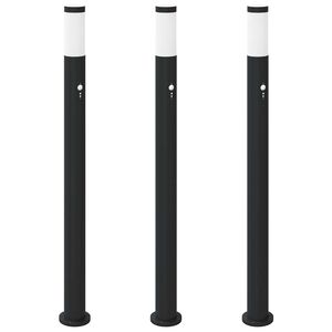 vidaXL St&acirc;lpi iluminatori cu senzor, 3 buc., 110 cm, oțel inoxidabil, IP44