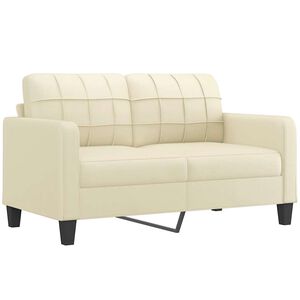 vidaXL Canapea cu 2 locuri, crem, 140 cm, piele ecologică