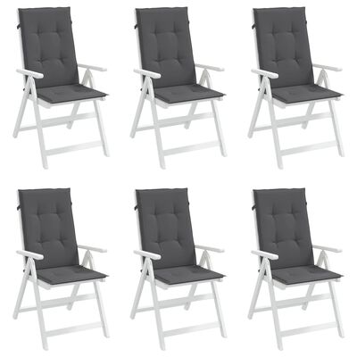 vidaXL Perne scaun cu spătar înalt, 6 buc. antracit 120x50x3 cm textil