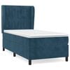 vidaXL Pat box spring cu saltea, albastru &icirc;nchis, 90x200 cm, catifea