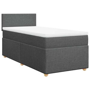 vidaXL Pat cu arcuri cu saltea, gri &icirc;nchis, de o persoană, textil