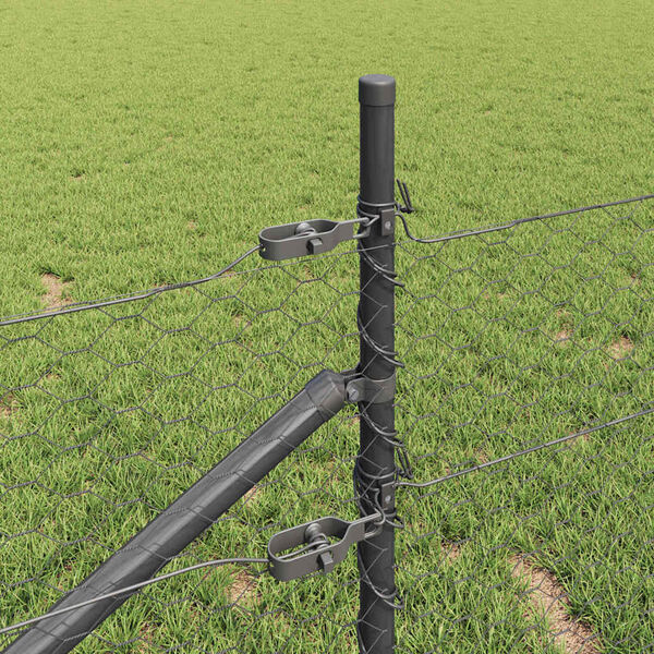 vidaXL St&acirc;lp de gard. Gri 25 x 0,4 m (plasă de 36 mm) Oțel și PVC