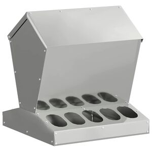 vidaXL Feeder pentru pui Argintiu 40 x 40 x 45 cm Oțel Galvanizat