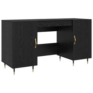 vidaXL Birou cu raft Stejar negru 140 x 50 x 75 cm Lemn compozit