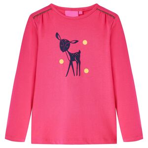 vidaXL Tricou pentru copii cu m&acirc;neci lungi, roz aprins, 104