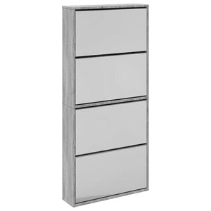 vidaXL Pantofar cu oglindă, 4 niveluri, gri sonoma, 63x17x134 cm