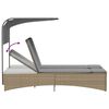 vidaXL Șezlong dublu cu baldachin și perne, bej combinat, poliratan