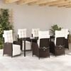 vidaXL Set de masă pentru grădină cu pernă 7 pcs Maro poliratan