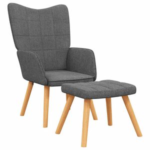 vidaXL Scaun de relaxare cu taburet, gri &icirc;nchis, textil