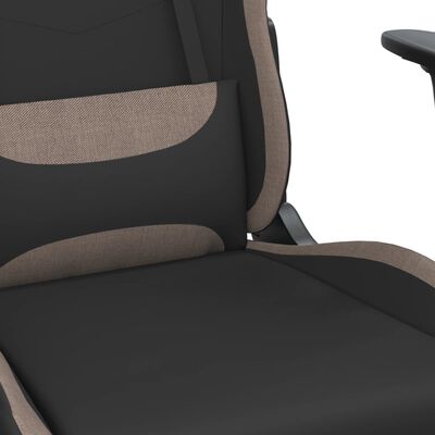 vidaXL Scaun de gaming cu masaj/suport picioare, negru / taupe, textil