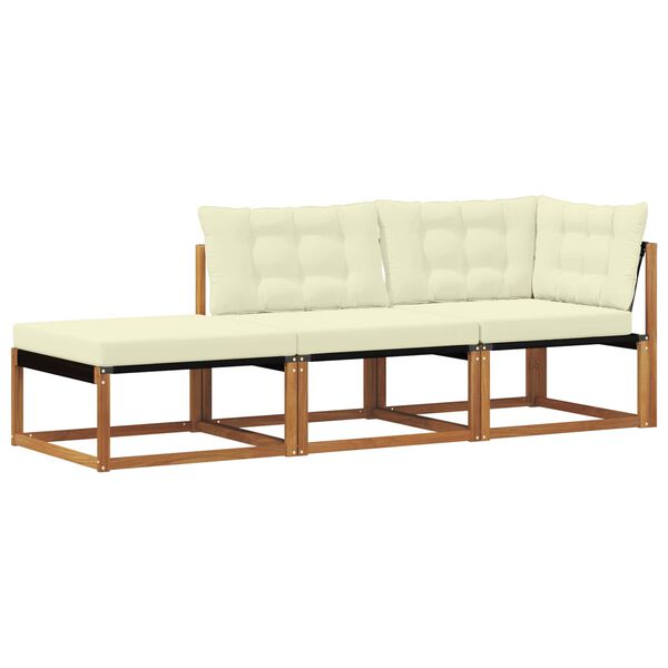 vidaXL Unități de sofa sectional de exterior cu pernă 3 Bucată natural