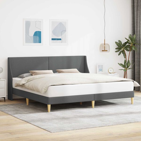 vidaXL Cadru de pat cu headboard Gri &icirc;nchis 180 x 200 cm Catifea
