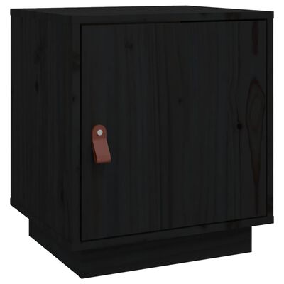 vidaXL Noptieră, negru, 40x34x45 cm, lemn masiv de pin
