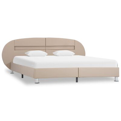 vidaXL Cadru pat cu LED, cappuccino, 120x200 cm, piele ecologică