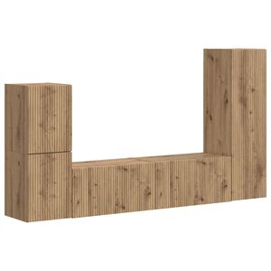 vidaXL Set comodă TV Pe perete 4 pcs Stejar Artizanal Lemn compozit