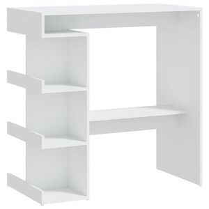 vidaXL Masă bar cu raft de depozitare, alb, 100x50x101,5 cm, PAL
