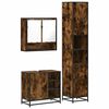 vidaXL Set mobilier de baie, 3 piese, stejar fumuriu, lemn prelucrat