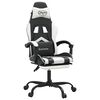 vidaXL Scaun de gaming cu suport picioare, negru/alb, piele ecologică