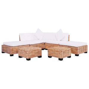 vidaXL Set canapea, 18 piese, ratan natural