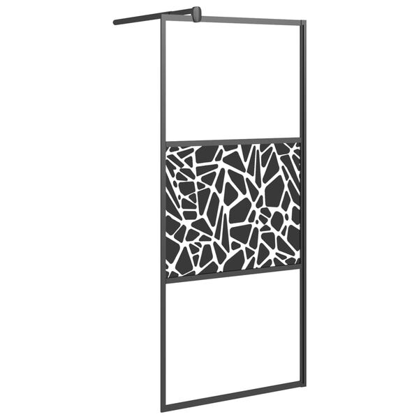 vidaXL Paravan de duș walk-in negru 80x195 cm sticlă ESG model piatră
