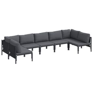 vidaXL Set de canapele pentru grădină 7 buc. Negru Oțel