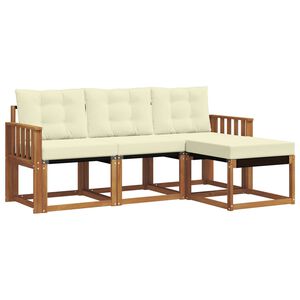 vidaXL Set de canapele de exterior cu pernă 4 pcs Natural și Crem