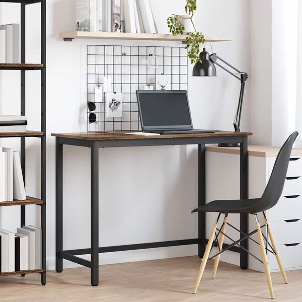 vidaXL masă Stejar fumuriu 80 x 50 x 76,5 cm Lemn ingineresc și oțel