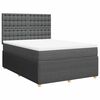 vidaXL Pat box spring cu saltea, gri &icirc;nchis, 140x190 cm, textil