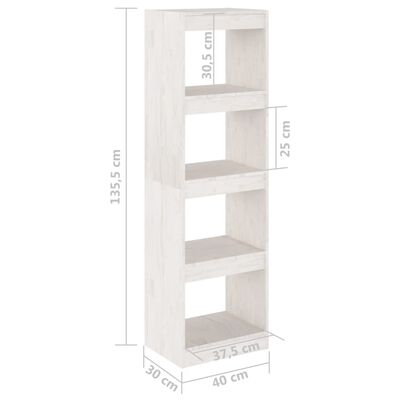 vidaXL Bibliotecă/Separator cameră, alb, 40x30x135,5 cm, lemn de pin