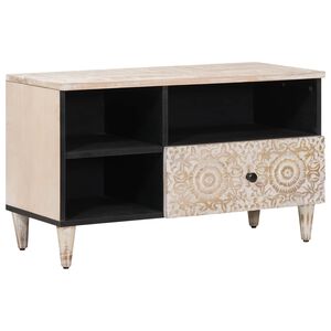 vidaXL Cabinet TV cu sertar Alb 80 x 33,5 x 46 cm Lemn de mango solid