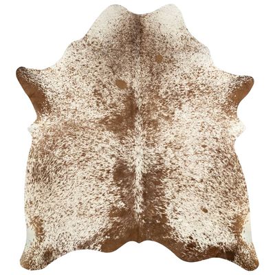 vidaXL Covor din piele de vită, maro și alb, 150 x 170 cm