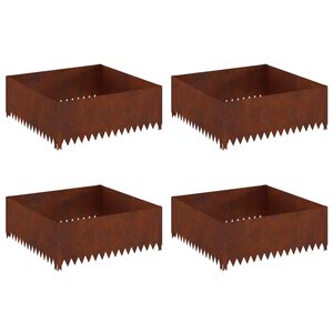 vidaXL Margine pentru gazon 4 pcs 100 x 100 x 35 cm Oțel Ruginit