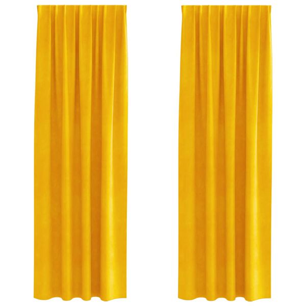 vidaXL Perdele opace 2 pcs Galben muștar 140 x 245 cm Catifea