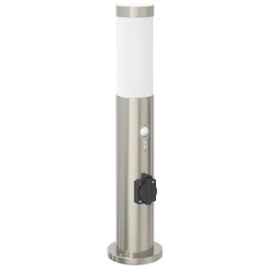 vidaXL St&acirc;lp luminos cu senzor și priză, 50 cm, oțel inoxidabil, IP44