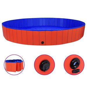 vidaXL Piscină pentru c&acirc;ini pliabilă, roșu, 300 x 40 cm, PVC