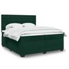 vidaXL Pat box spring cu saltea, verde &icirc;nchis, 200x200 cm, catifea
